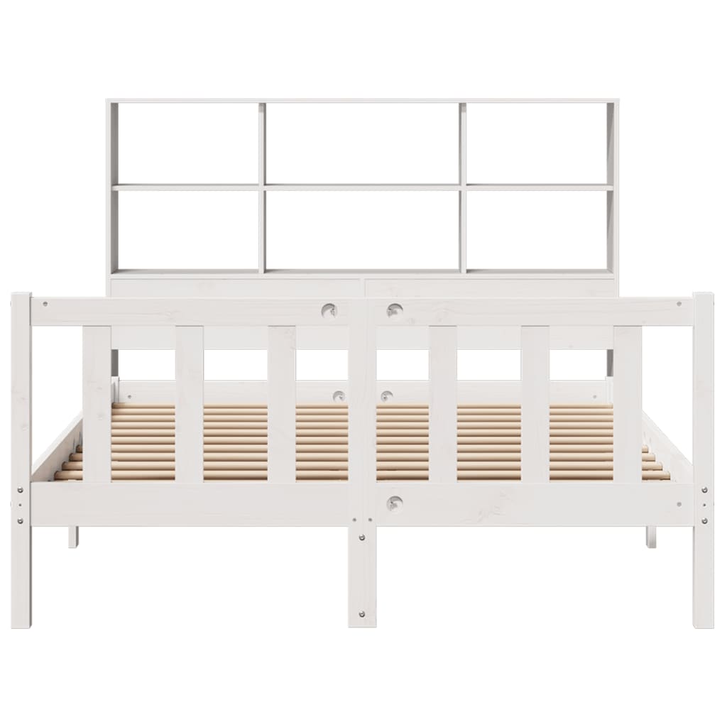 Bookcase Bed without Mattress White 160x200 cm Solid Wood Pine - Bargainia.com - 