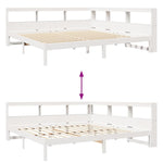 Bookcase Bed without Mattress White 180x200 cm Solid Wood Pine - Bargainia.com - 