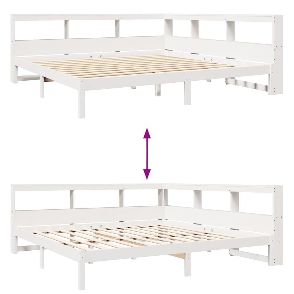 Bookcase Bed without Mattress White 180x200 cm Solid Wood Pine - Bargainia.com - 