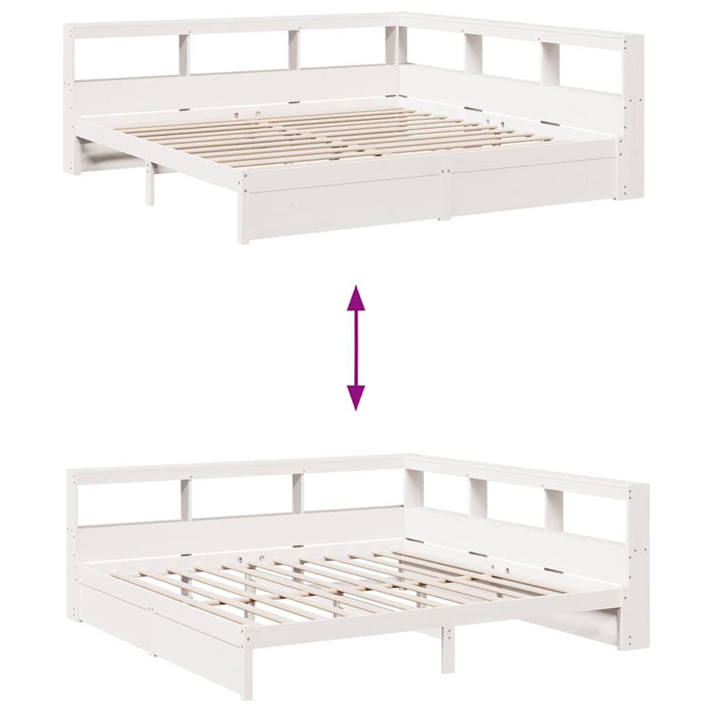 Bookcase Bed without Mattress White 180x200 cm Solid Wood Pine - Bargainia.com - 8721158646125 - 3324347