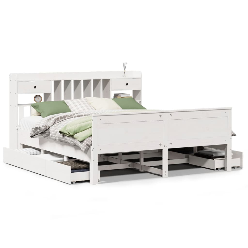 Bookcase Bed without Mattress White 180x200 cm Super King Solid Wood Pine - Bargainia.com - 8721158383525 - 3308913