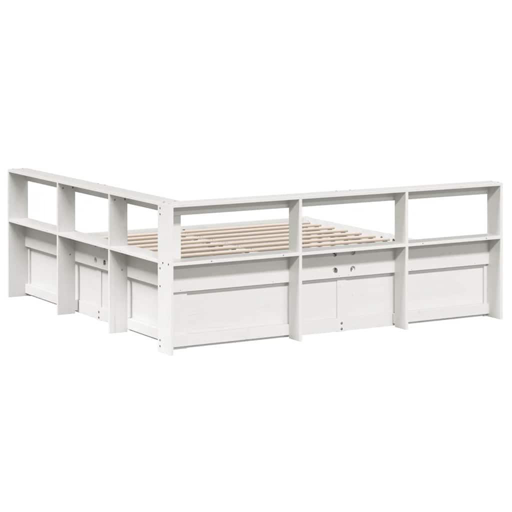Bookcase Bed without Mattress White 200x200cm Solid Wood Pine - Bargainia.com - 8721158647146 - 3324449