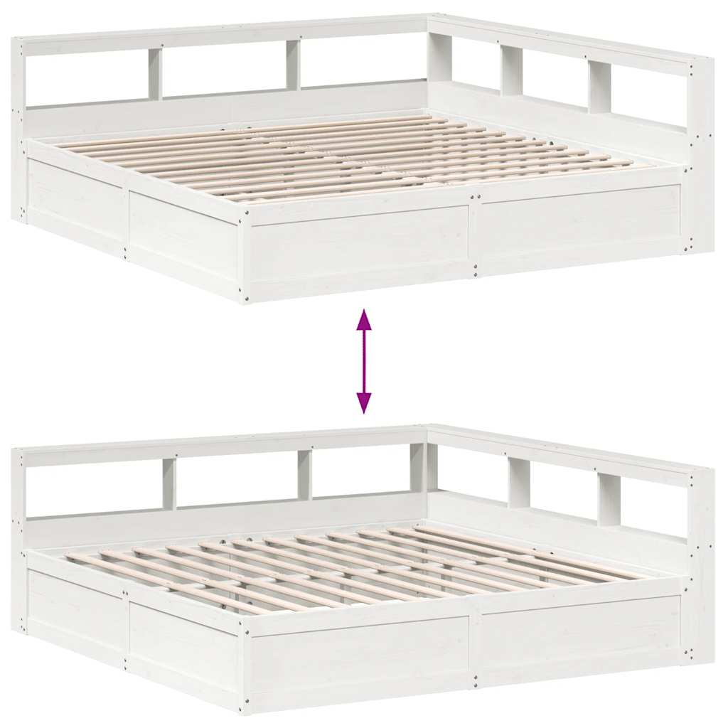 Bookcase Bed without Mattress White 200x200cm Solid Wood Pine - Bargainia.com - 8721158647146 - 3324449