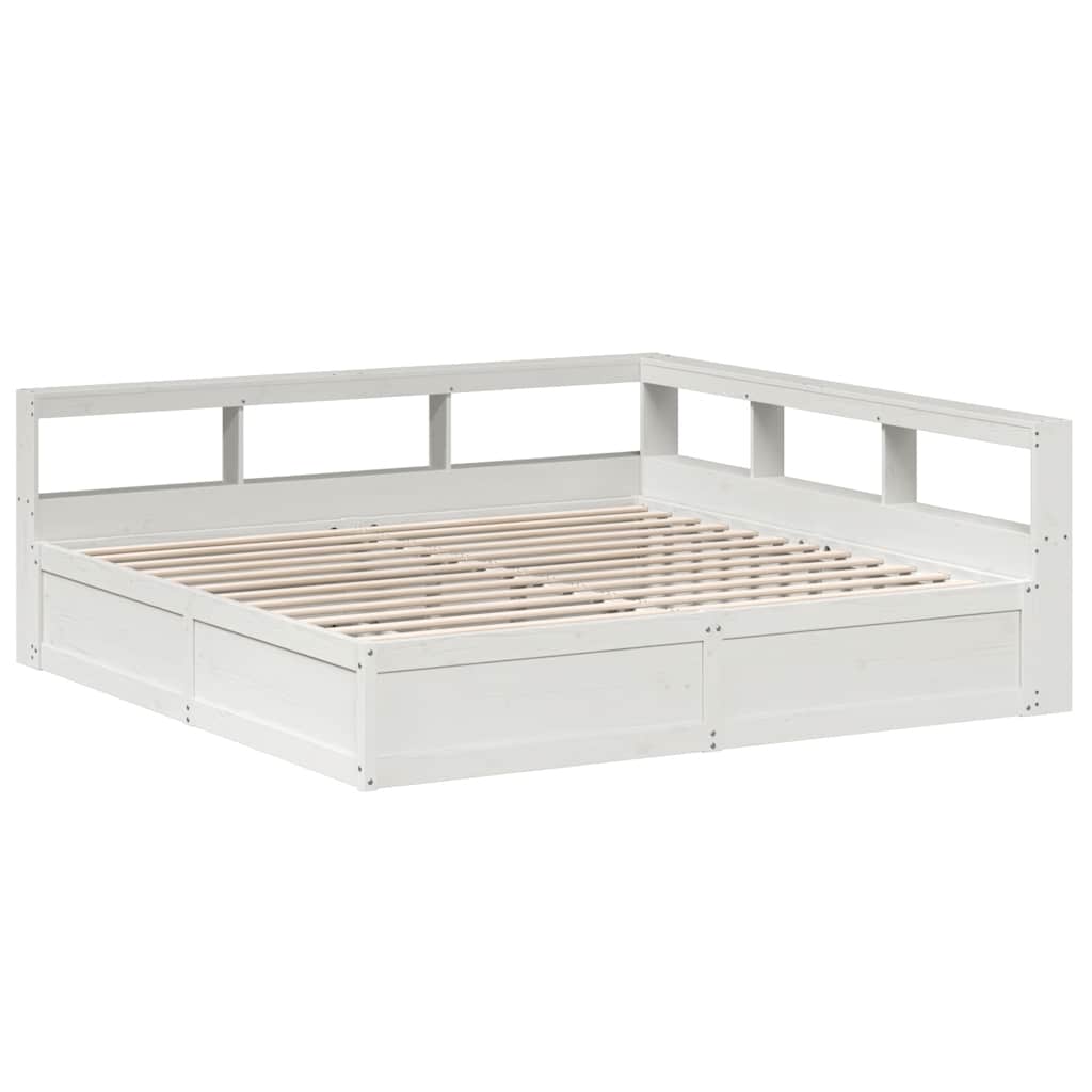 Bookcase Bed without Mattress White 200x200cm Solid Wood Pine - Bargainia.com - 8721158647146 - 3324449