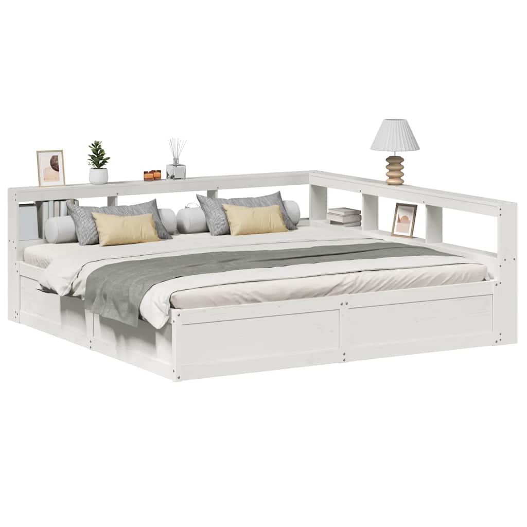 Bookcase Bed without Mattress White 200x200cm Solid Wood Pine - Bargainia.com - 8721158647146 - 3324449