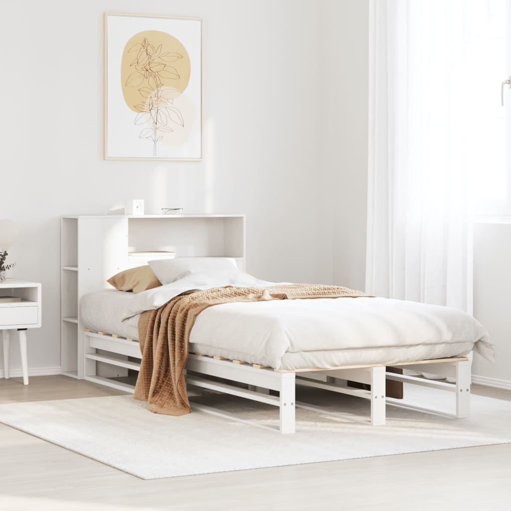 Bookcase Bed without Mattress White 75x190 cm Small Single Solid Wood - Bargainia.com - 8721158626936 - 3323906