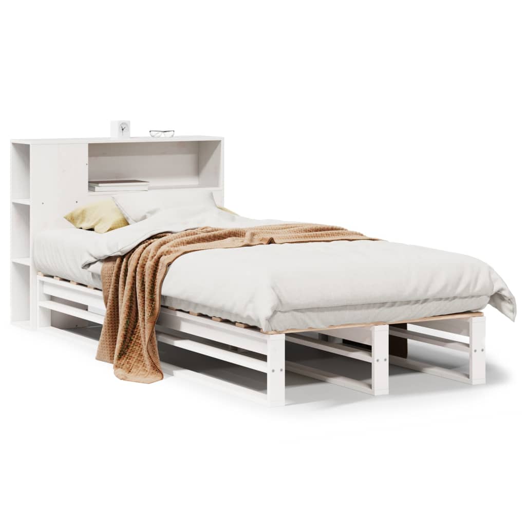 Bookcase Bed without Mattress White 75x190 cm Small Single Solid Wood - Bargainia.com - 