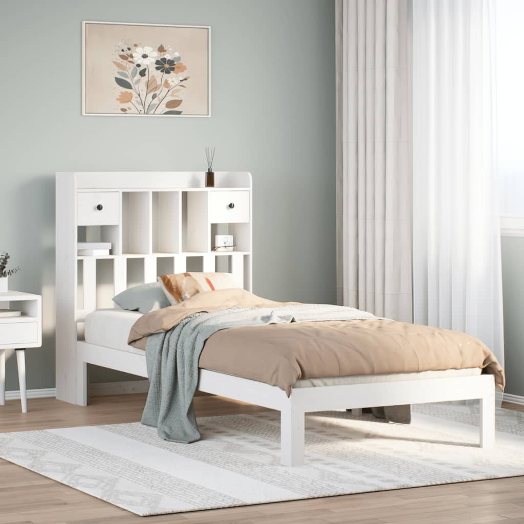 Bookcase Bed without Mattress White 90x190cm Solid Wood Pine - Bargainia.com - 8721158613752 - 3322588