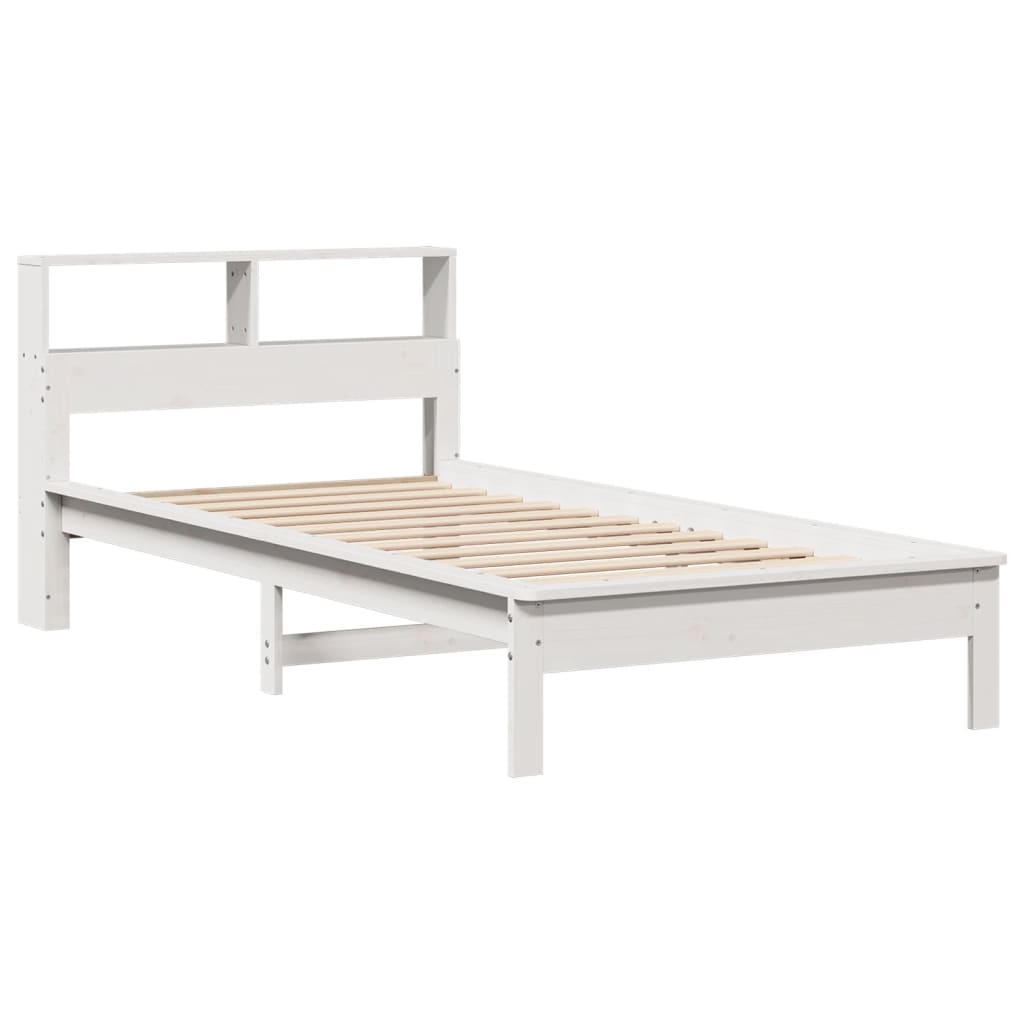 Bookcase Bed without Mattress White 90x200 cm Solid Wood Pine - Bargainia.com - 