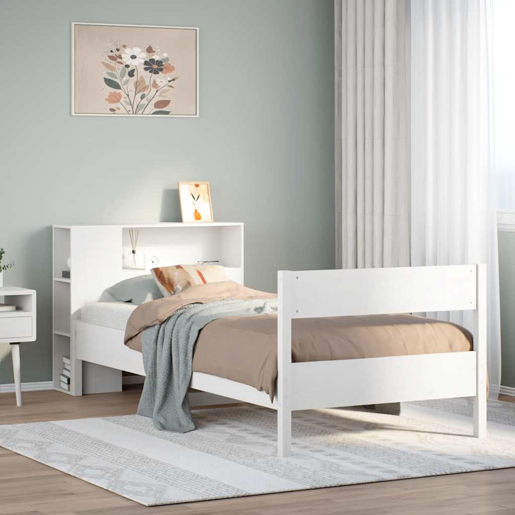 Bookcase Bed without Mattress White 90x200cm Solid Wood Pine - Bargainia.com - 8721158617545 - 3322967