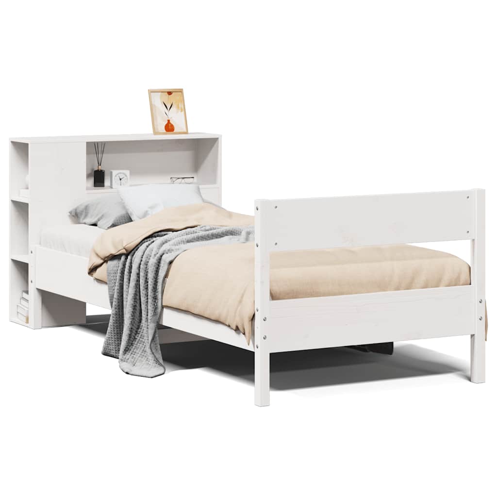 Bookcase Bed without Mattress White 90x200cm Solid Wood Pine - Bargainia.com - 8721158617545 - 3322967