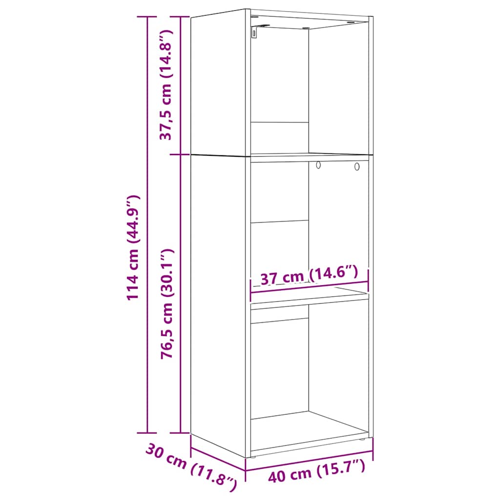 Bookcase Black oak 40 x 30 x 114 cm Engineered Wood - Bargainia.com - 