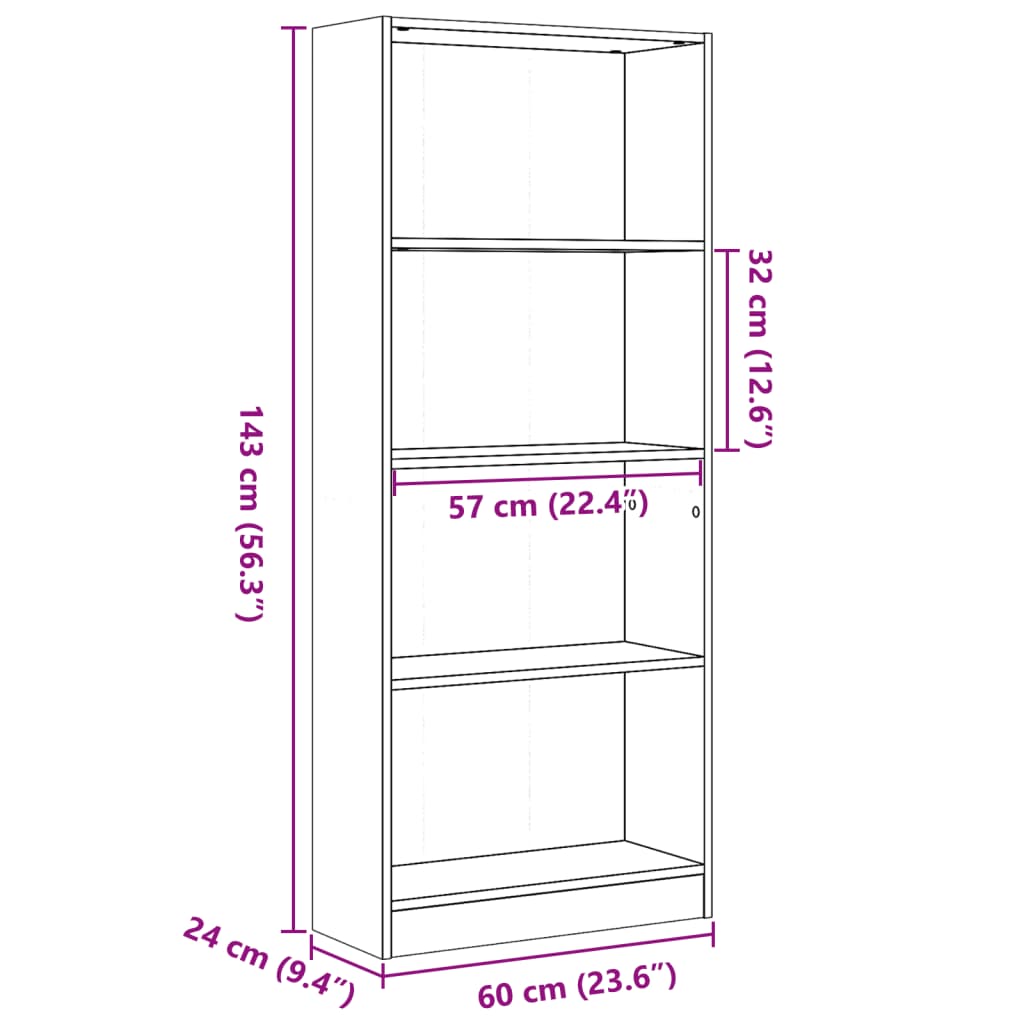 Bookcase Concrete Grey 60x24x143 cm Engineered Wood - Bargainia.com - 8721158507235 - 857815