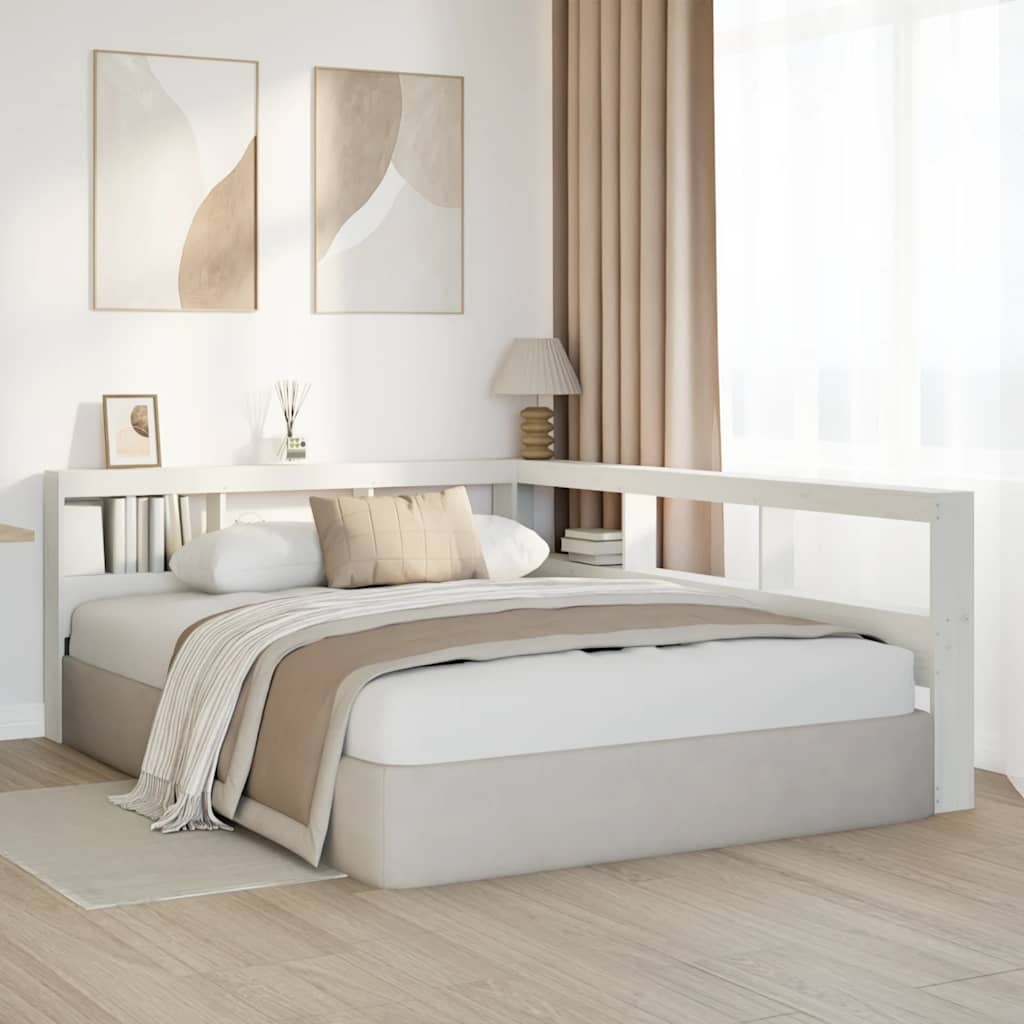 Bookcase Headboard L - Shaped White 140 cm Solid Wood Pine - Bargainia.com - 8721158637406 - 859266