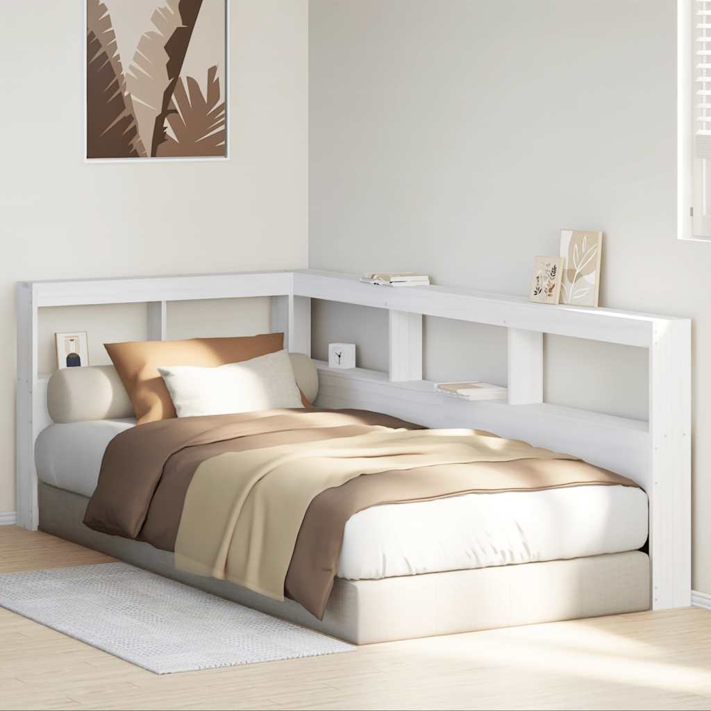 Bookcase Headboard L - Shaped White 90 cm Solid Wood Pine - Bargainia.com - 8721158637499 - 859275