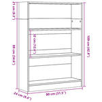 Bookcase Old Wood 80x24x109 cm Engineered Wood - Bargainia.com - 