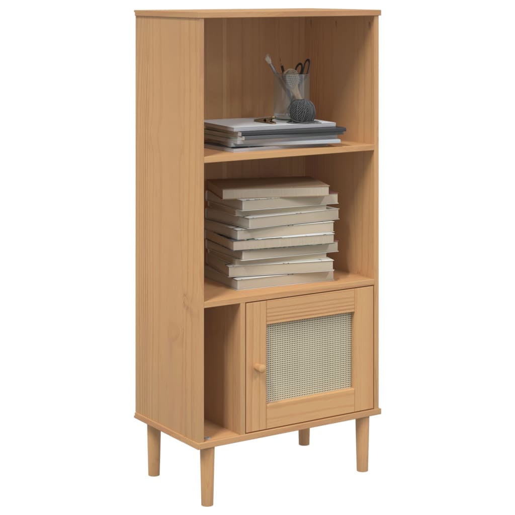 Bookcase SENJA Rattan Look Brown 60x35x130 cm Solid Wood Pine - Bargainia.com - 8721012134744 - 358058