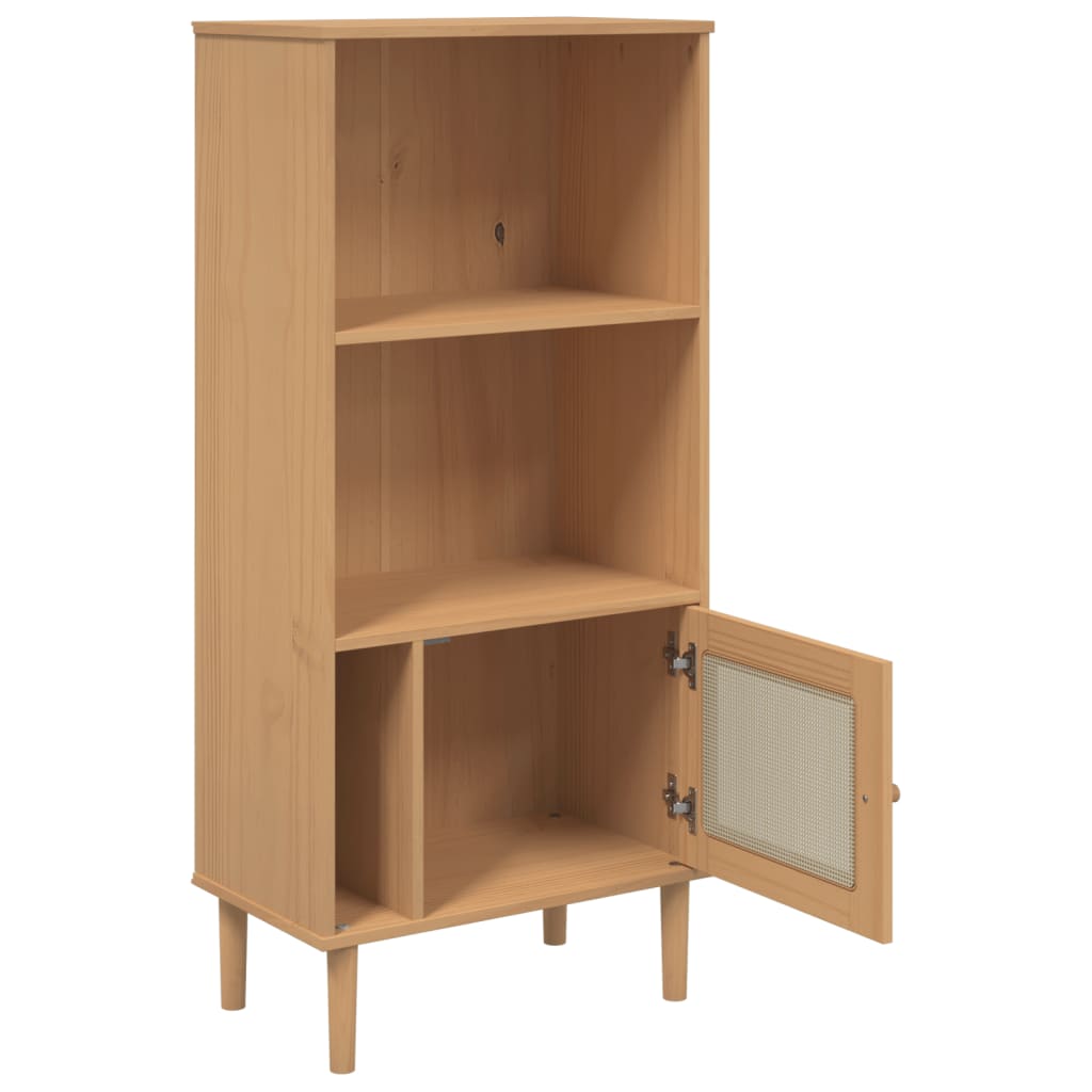 Bookcase SENJA Rattan Look Brown 60x35x130 cm Solid Wood Pine - Bargainia.com - 8721012134744 - 358058