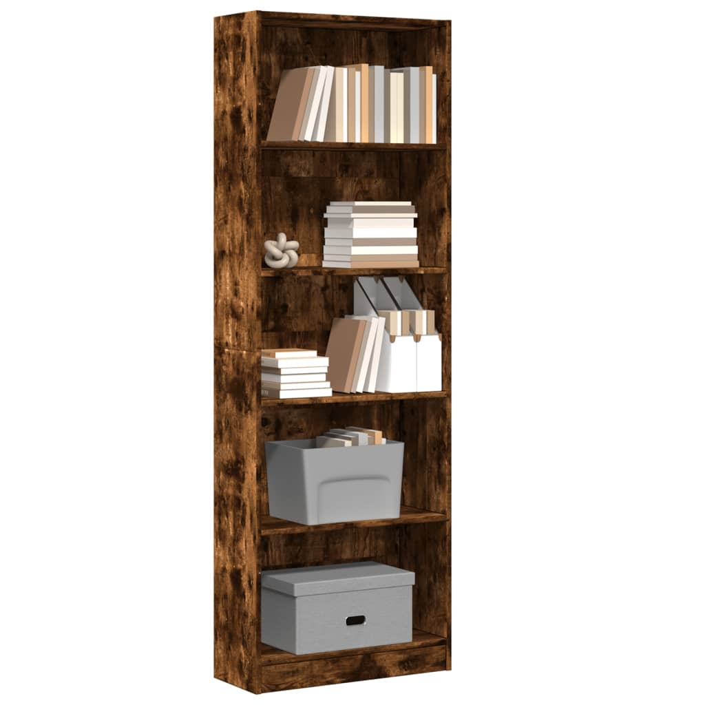 Bookcase Smoked Oak 60x24x176 cm Engineered Wood - Bargainia.com - 8721158507334 - 857825