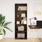 Bookcase Smoked Oak 60x24x176 cm Engineered Wood - Bargainia.com - 