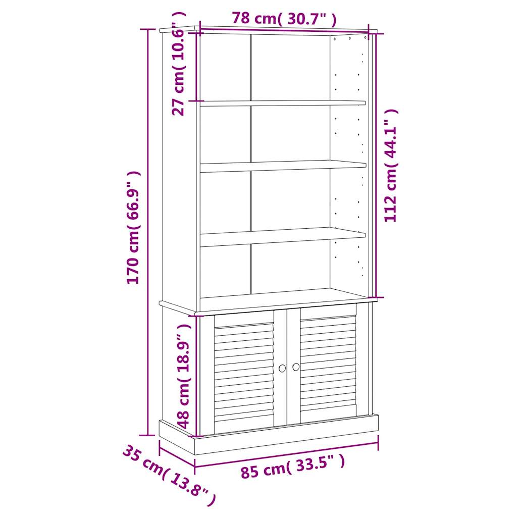 Bookcase VIGO 85x35x170 cm Solid Wood Pine - Bargainia.com - 8720845846107 - 353196