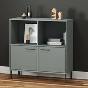 Bookcase with Metal Legs Grey 90x35x90.5 cm Solid Wood OSLO - Bargainia.com - 8720845578244 - 351016