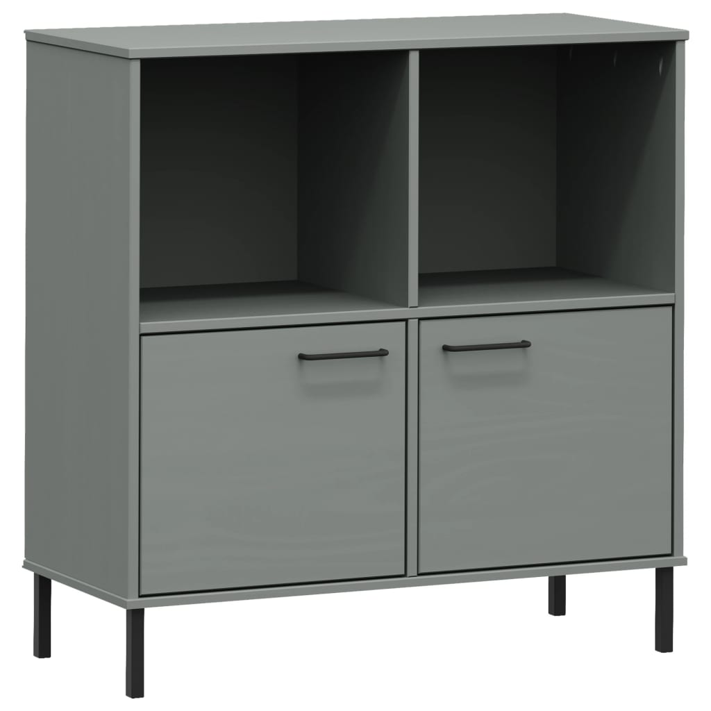 Bookcase with Metal Legs Grey 90x35x90.5 cm Solid Wood OSLO - Bargainia.com - 8720845578244 - 351016