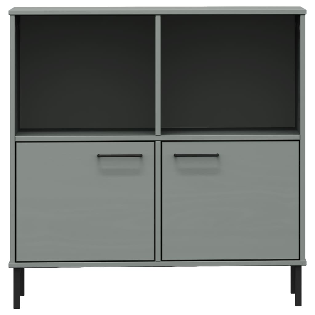 Bookcase with Metal Legs Grey 90x35x90.5 cm Solid Wood OSLO - Bargainia.com - 8720845578244 - 351016