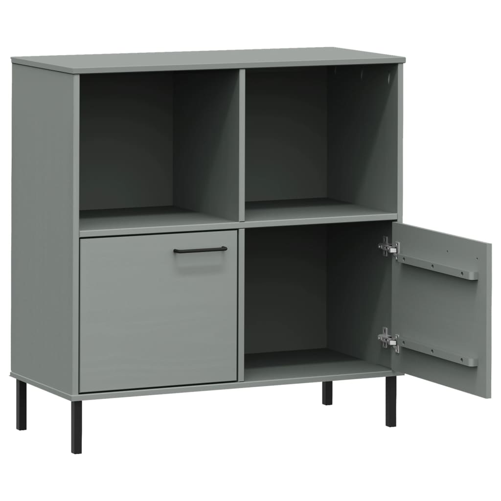 Bookcase with Metal Legs Grey 90x35x90.5 cm Solid Wood OSLO - Bargainia.com - 8720845578244 - 351016