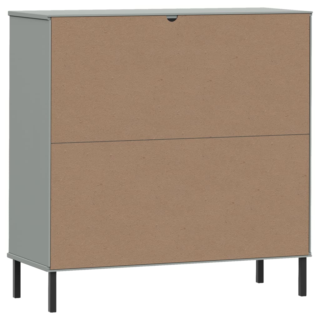Bookcase with Metal Legs Grey 90x35x90.5 cm Solid Wood OSLO - Bargainia.com - 8720845578244 - 351016