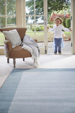 Bordered Duck Egg Blue Wool Rug - Bargainia.com - 