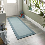 Bordered Duck Egg Blue Wool Rug - Bargainia.com - 