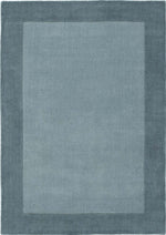 Bordered Duck Egg Blue Wool Rug - Bargainia.com - 