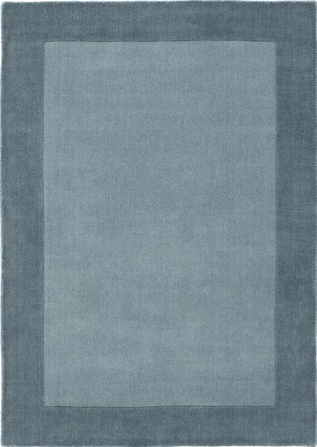 Bordered Duck Egg Blue Wool Rug - Bargainia.com - 