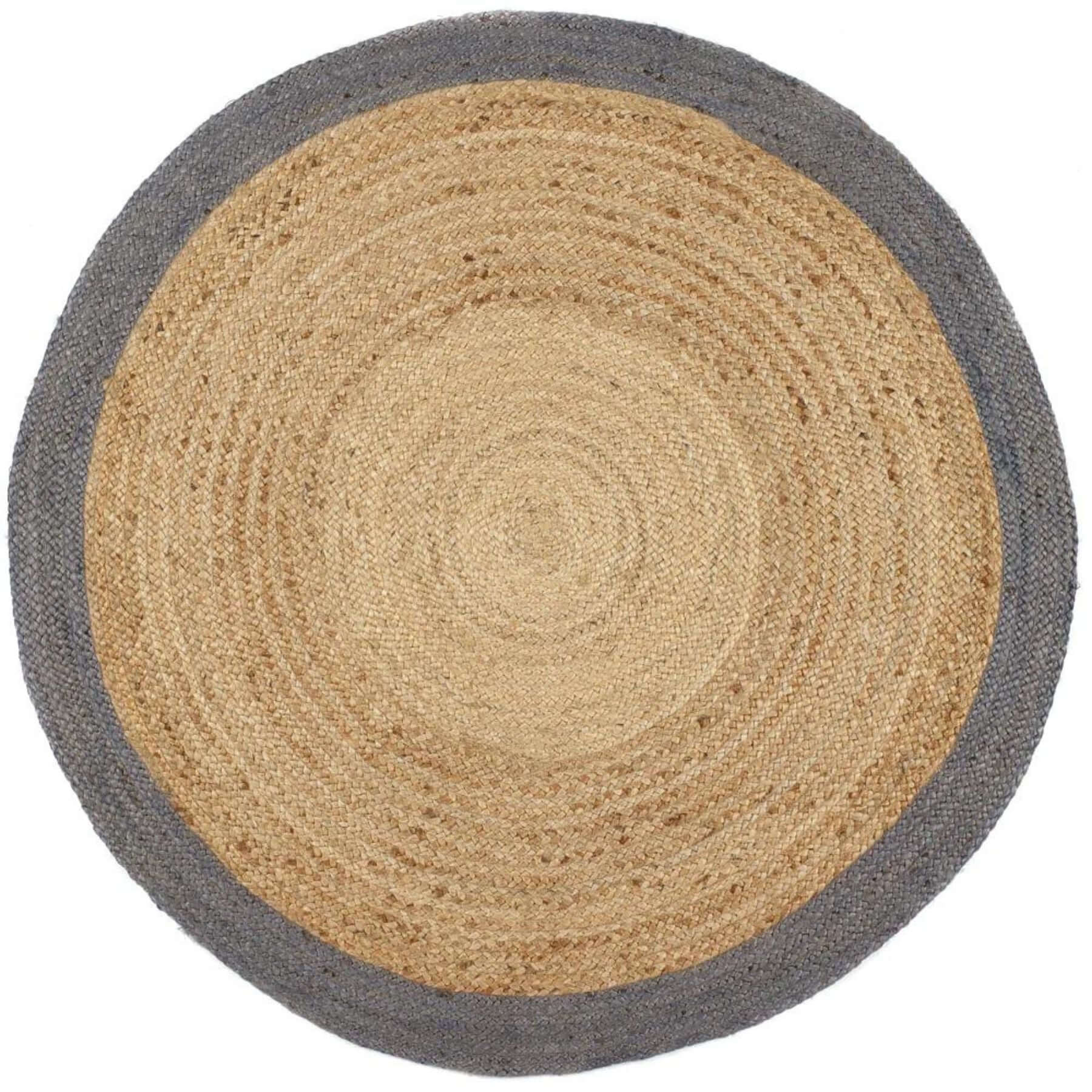 Bordered Grey Jute Rug - Bargainia.com - 5026134549111 - JTEBRD_GREYXX_150CIR