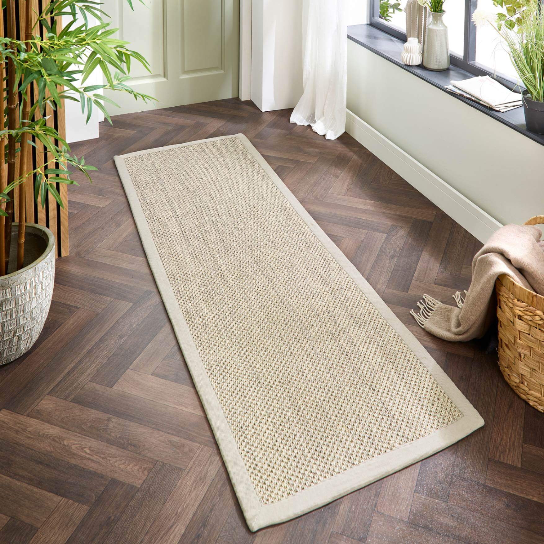 Bordered Light Beige Non - Slip Sisal Rug - Bargainia.com - 