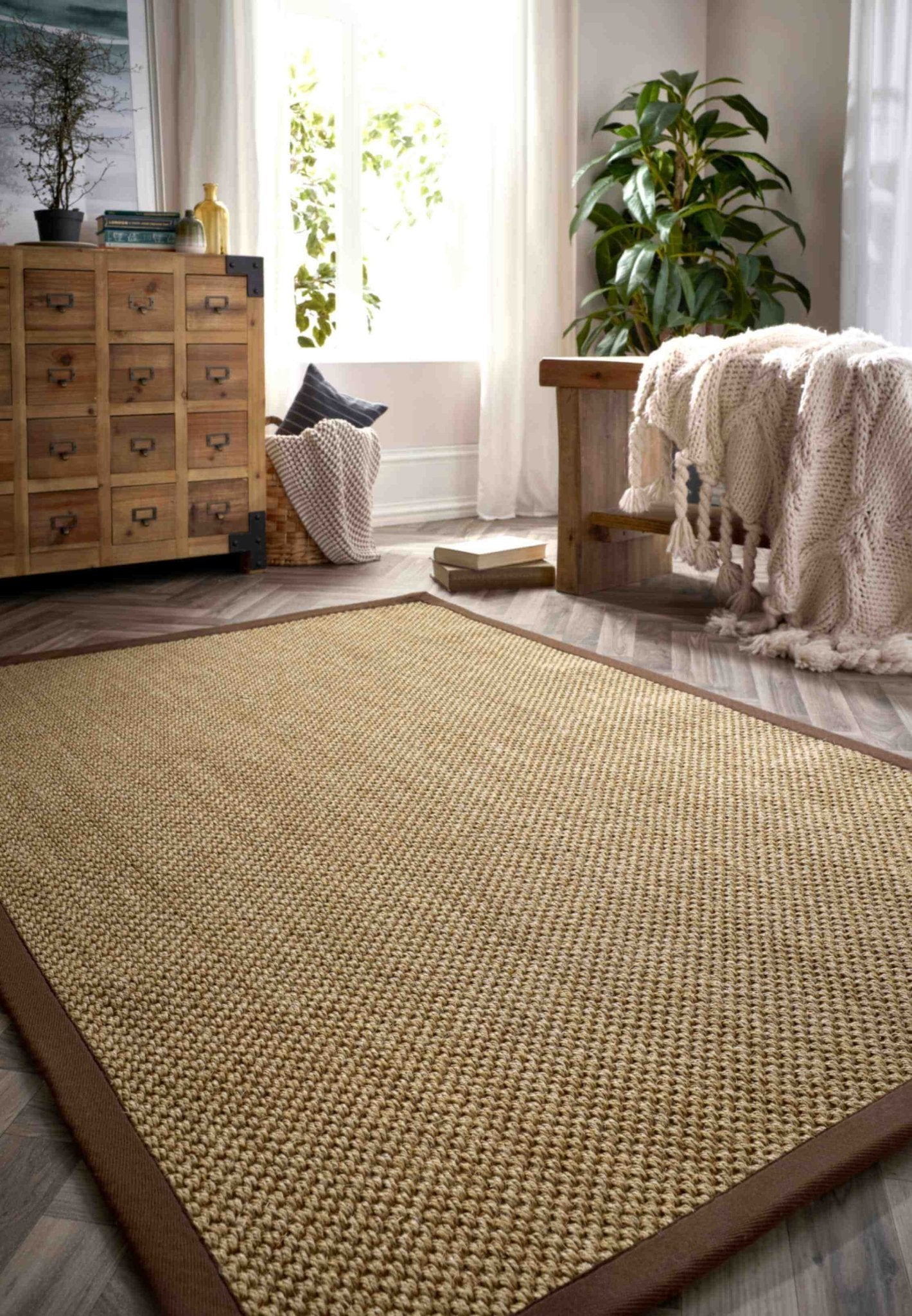 Bordered Natural Non - Slip Sisal Rug - Bargainia.com - 5026134609136 - SISALX_NATURL_067X200
