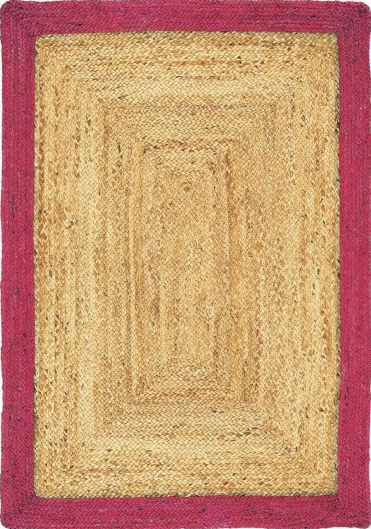 Bordered Raspberry Jute Rug - Bargainia.com - 5026134549142 - JTEBRD_RASPBR_080X150
