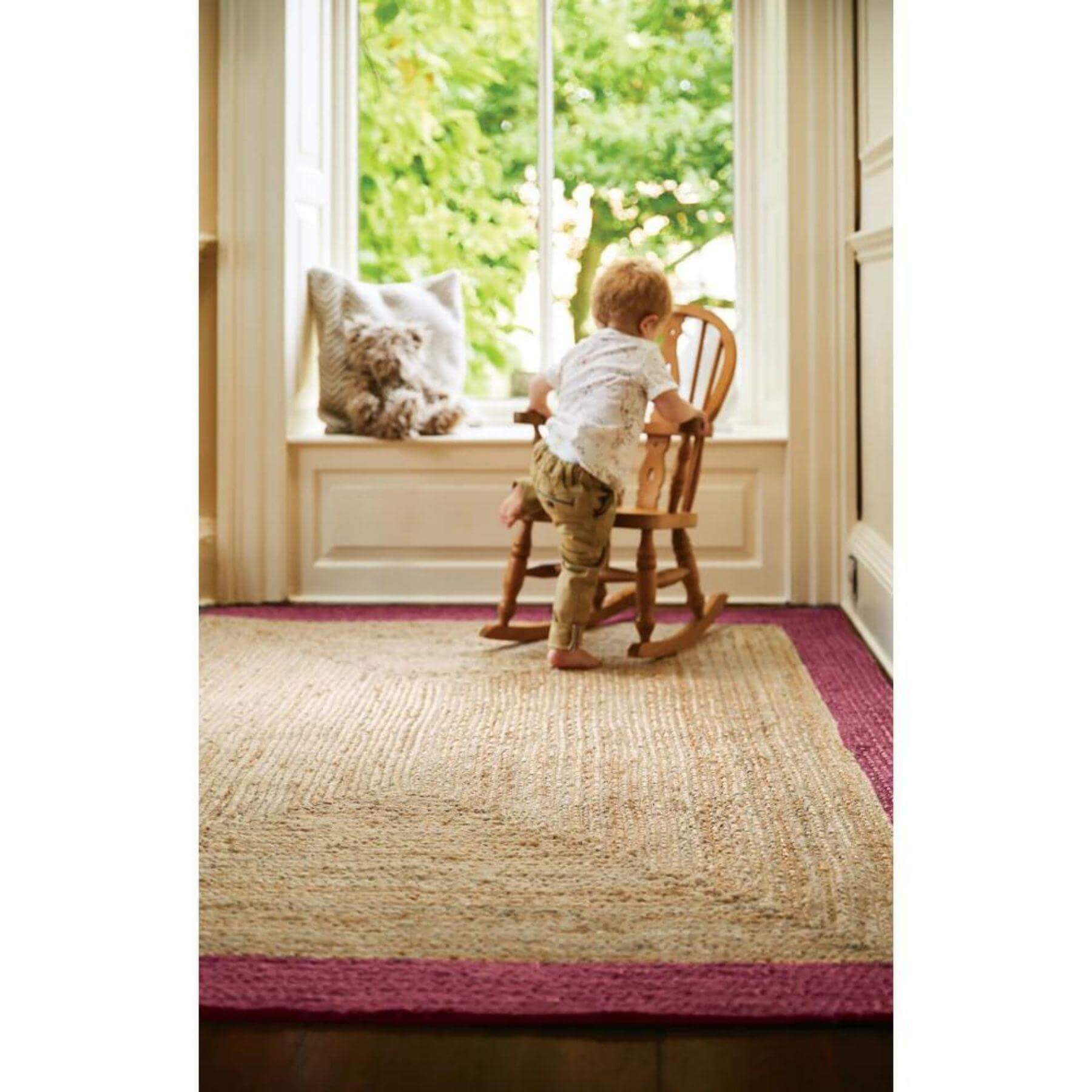 Bordered Raspberry Jute Rug - Bargainia.com - 5026134549142 - JTEBRD_RASPBR_080X150