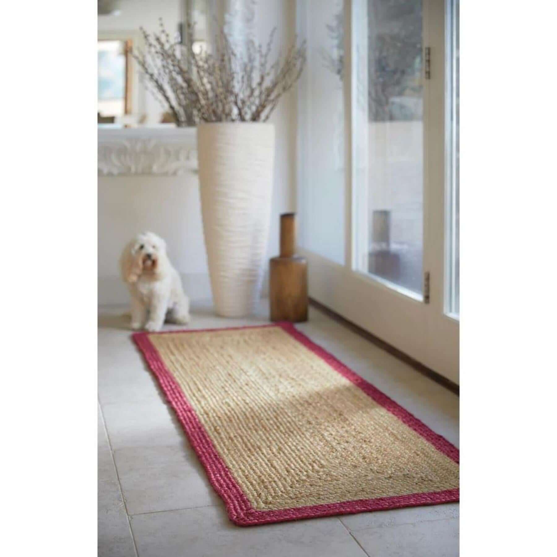 Bordered Raspberry Jute Rug - Bargainia.com - 5026134549142 - JTEBRD_RASPBR_080X150