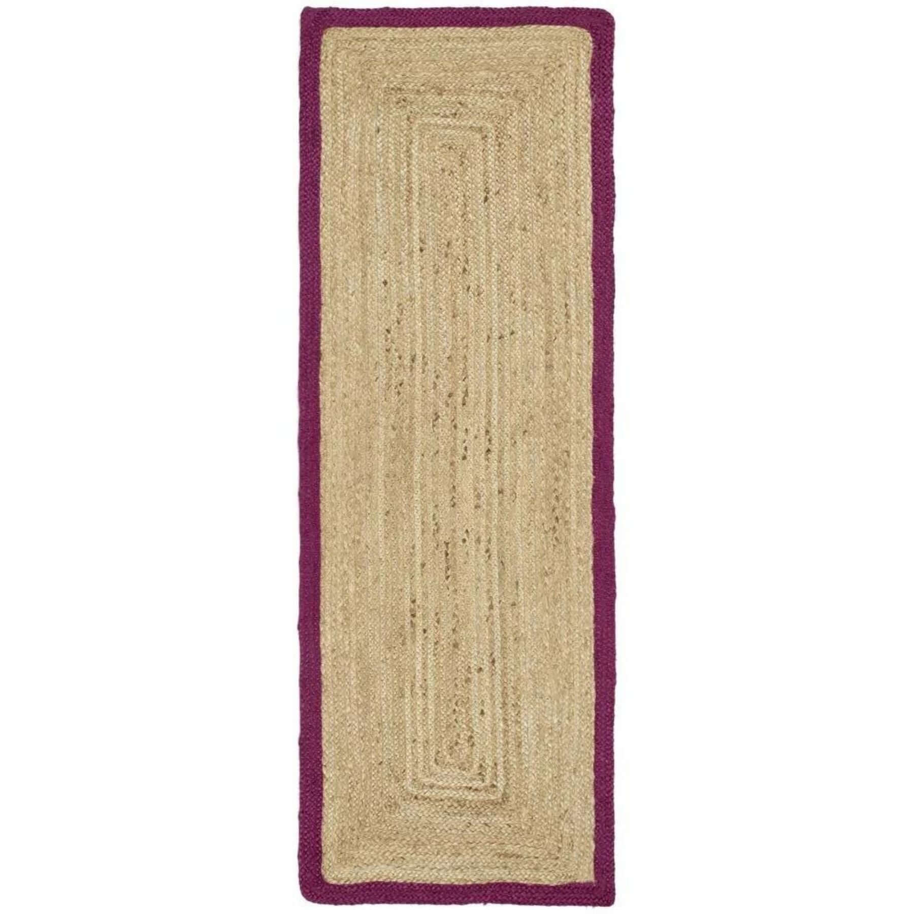Bordered Raspberry Jute Rug - Bargainia.com - 5026134549173 - JTEBRD_RASPBR_067X200