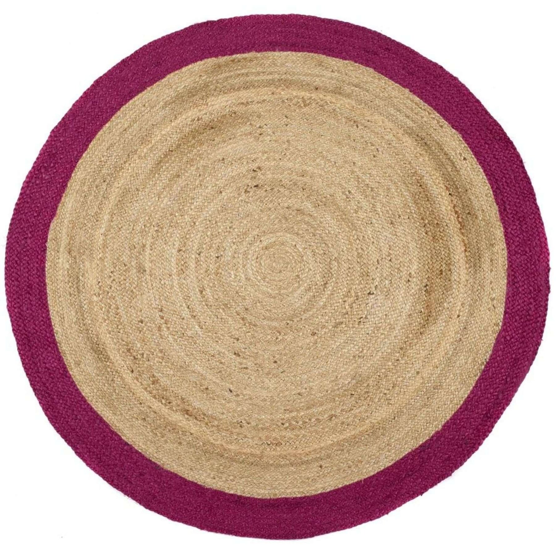 Bordered Raspberry Jute Rug - Bargainia.com - 