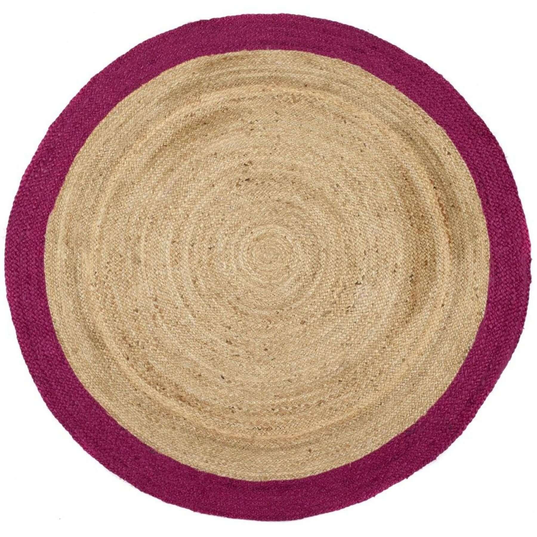 Bordered Raspberry Jute Rug - Bargainia.com - 5026134549180 - JTEBRD_RASPBR_150CIR