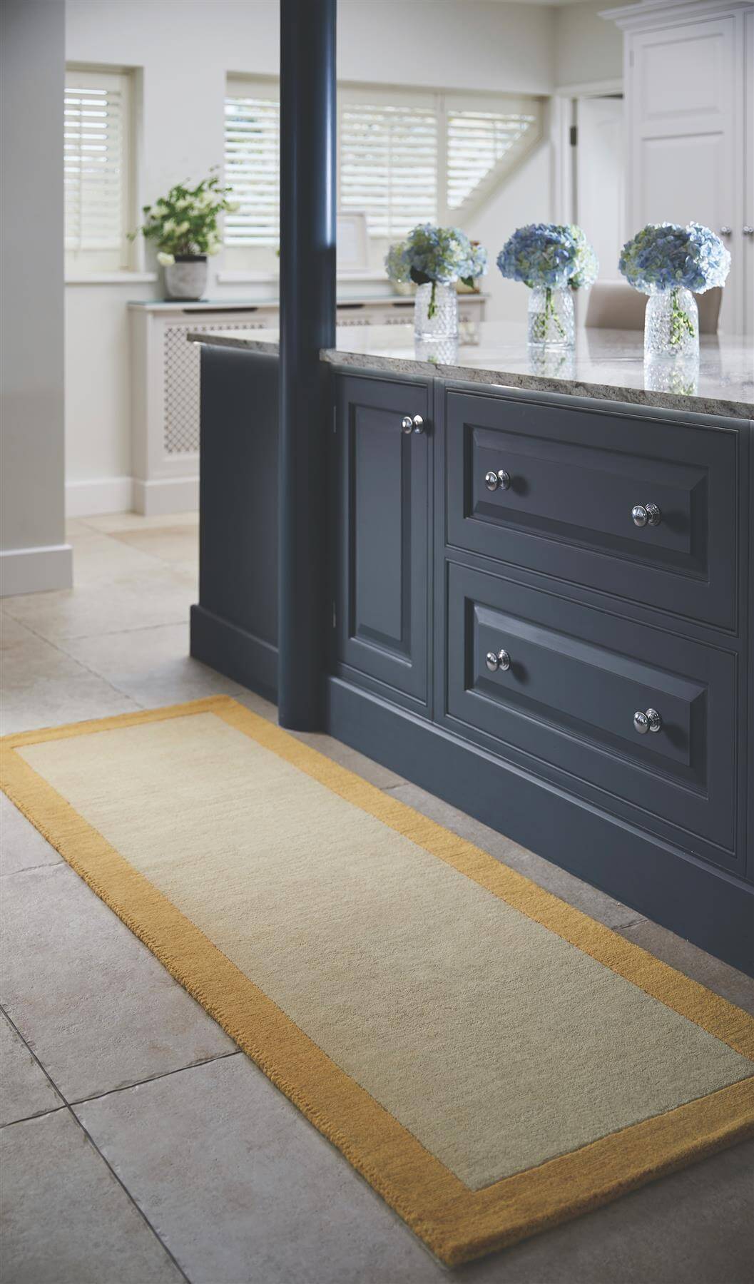 Bordered Yellow Wool Rug - Bargainia.com - 