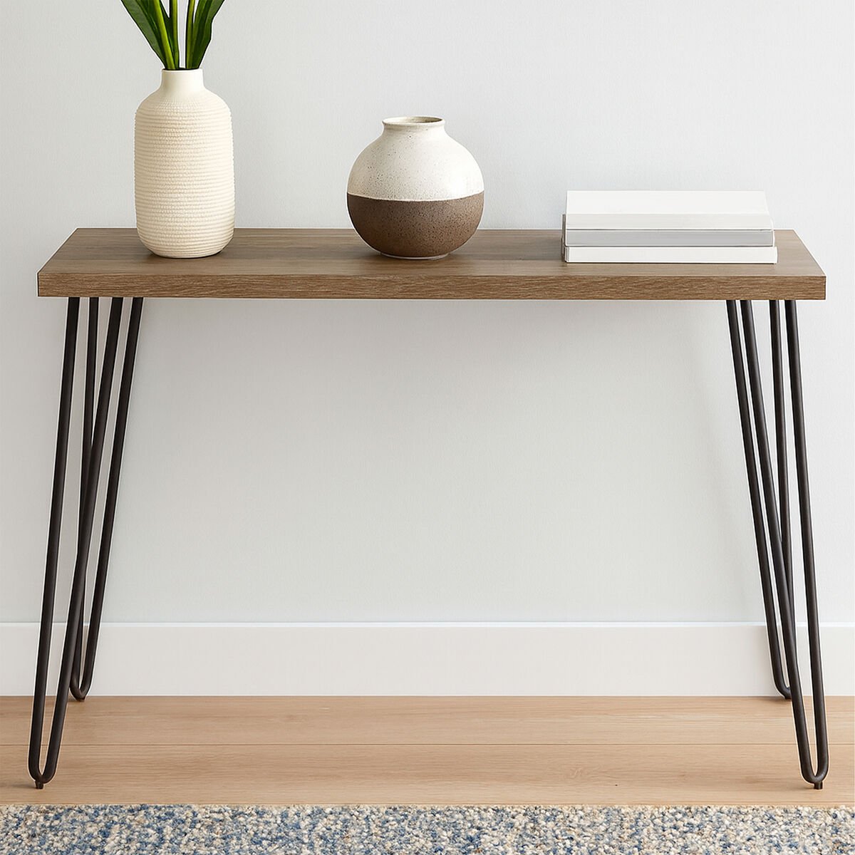 Borough Veneer Top Console Table With Hairpin Metal Legs - Bargainia.com - 5018705406275