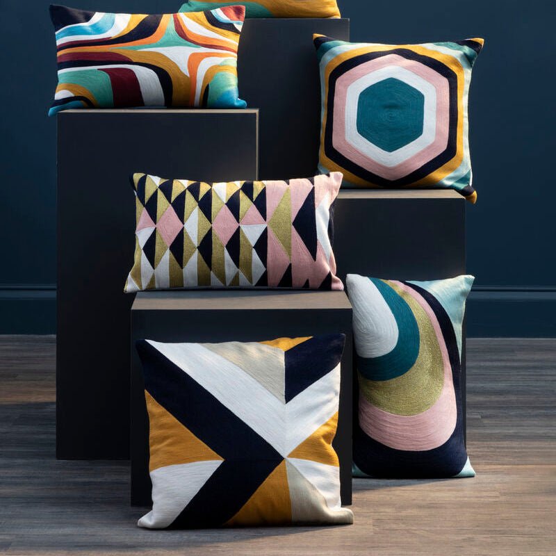 Bosie Ozella Abstract Pattern Embroidered Cushion - Bargainia.com - 5018705470061