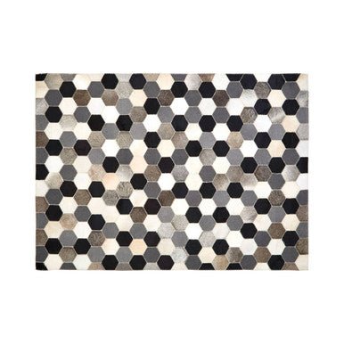 Bosie Safira Large Hair on Leather Hexagon Patchwork Rug - Bargainia.com - 5018705383033