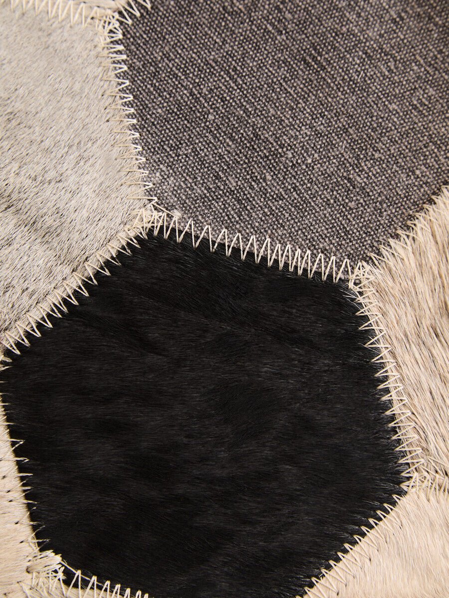 Bosie Safira Large Hair on Leather Hexagon Patchwork Rug - Bargainia.com - 5018705383033