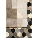 Bosie Safira Large Hair on Leather Hexagon Patchwork Rug - Bargainia.com - 5018705383033