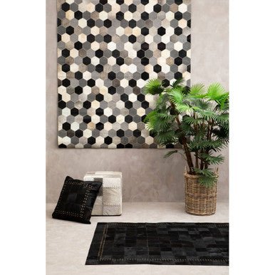 Bosie Safira Large Hair on Leather Hexagon Patchwork Rug - Bargainia.com - 5018705383033